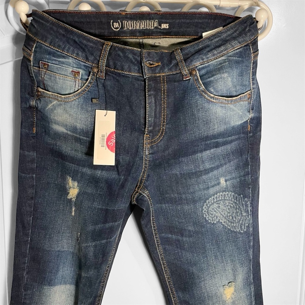 Women's Blue Ripped Jeans Slim Fit Size W28 L30 - Picture 3 of 5